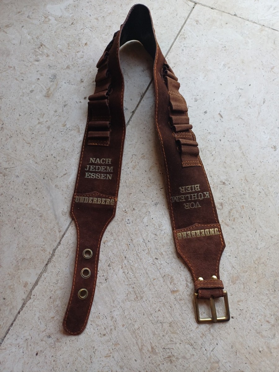 VTG RARE UNDERBERG LEATHER SUEDE GUN BELT BUCKLE BEER BITTER