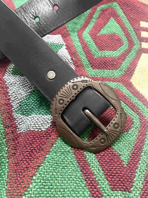 RRL Double RL Distressed Studded Leather Western Belt polo 32 | eBay