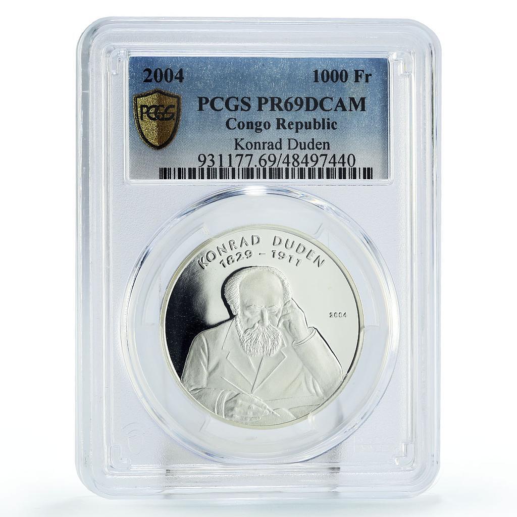 Congo 1000 francs Philologist Konrad Duden Science PR69 PCGS