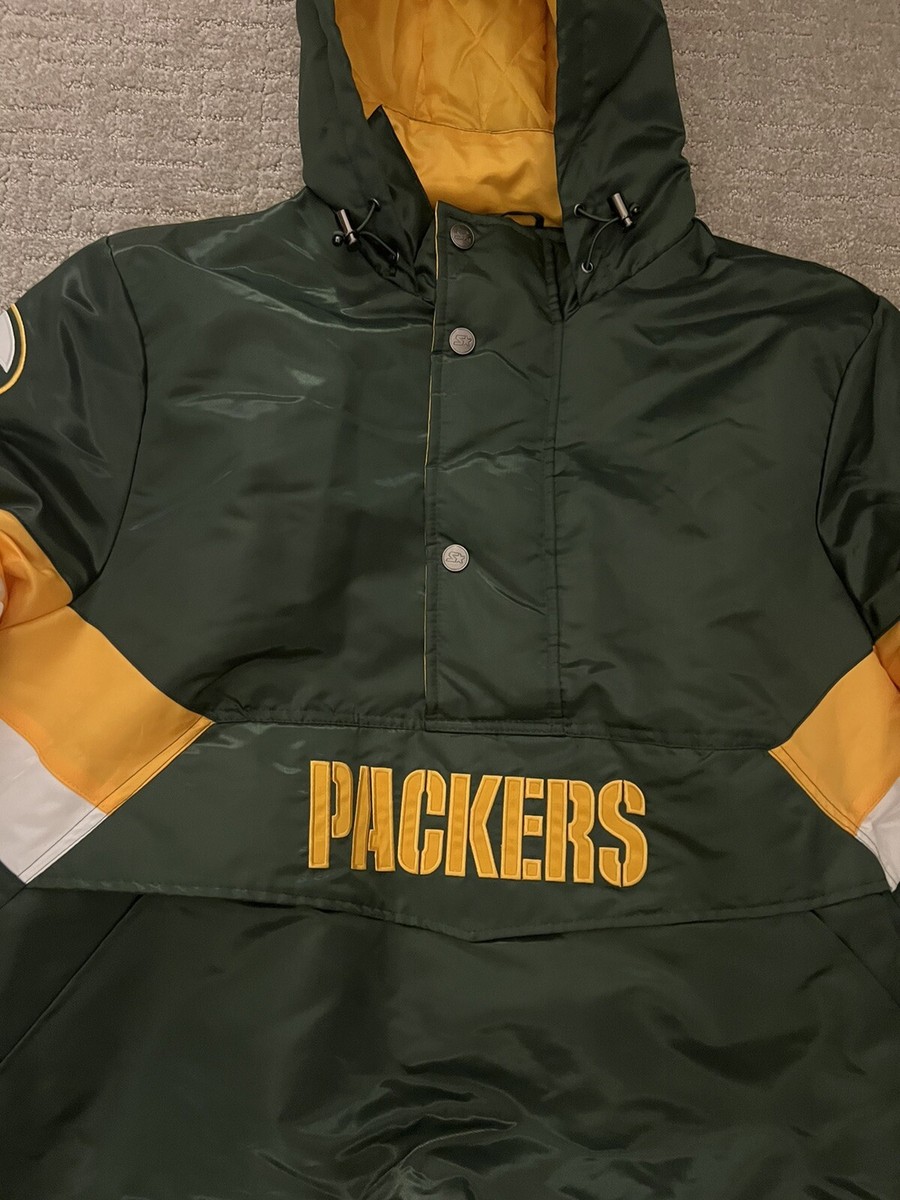 Starter Green Bay Packers Satin Anorak Jacket Hooded Zip-Up Men's