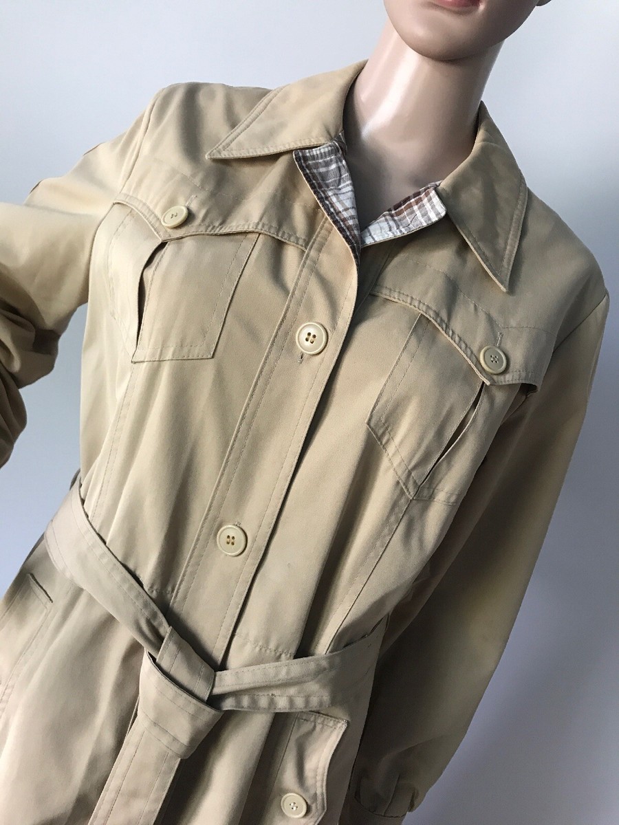 Vintage 1960's Classic Beige Cotton Blend Trench Coat Belted