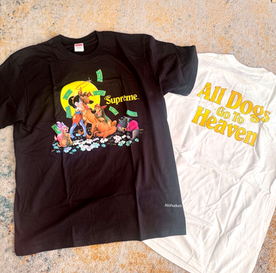 SUPREME FW25 ALL DOGS GO TO HEAVEN TEE BLACK WHITE S-XXL | eBay