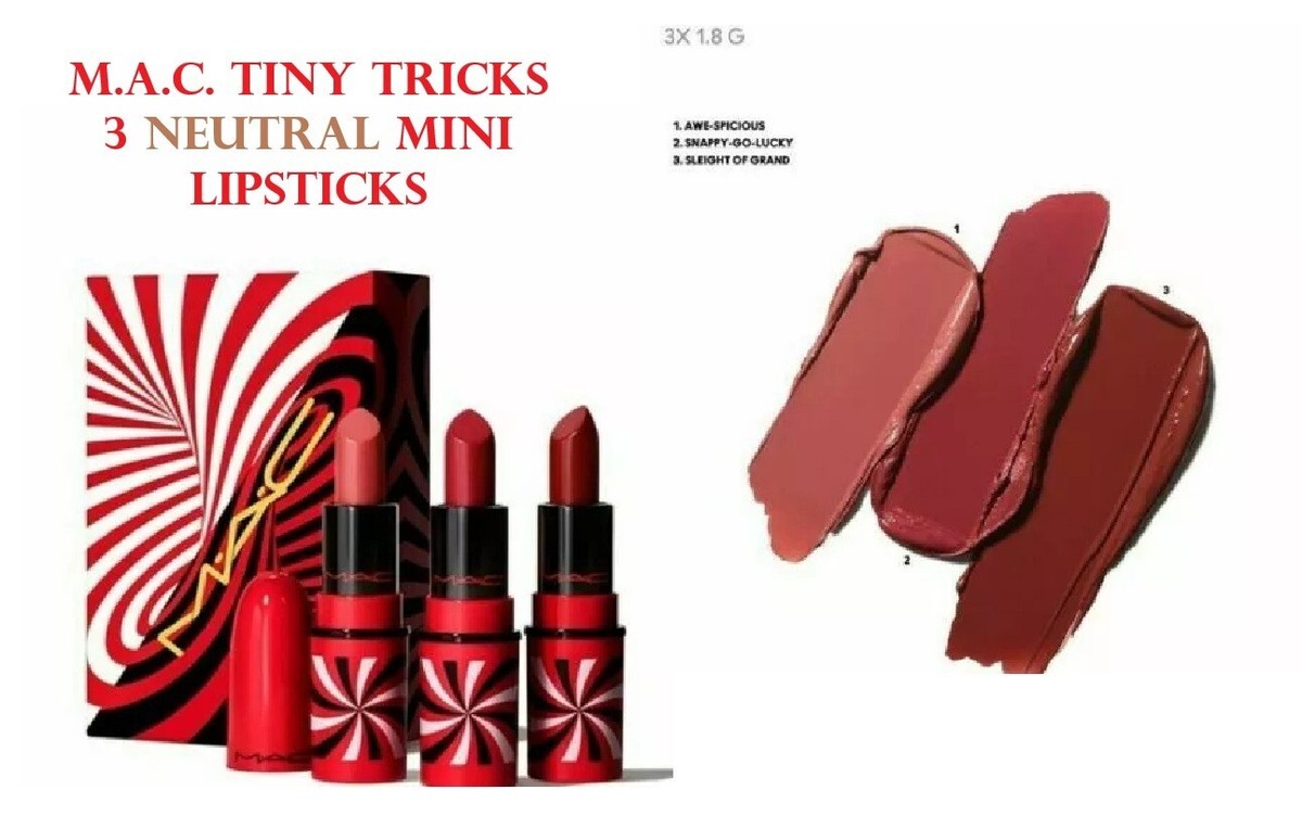 MAC Hypnotizing Tiny Tricks Mini Lipstick Trio Neutral Pink Nude 3