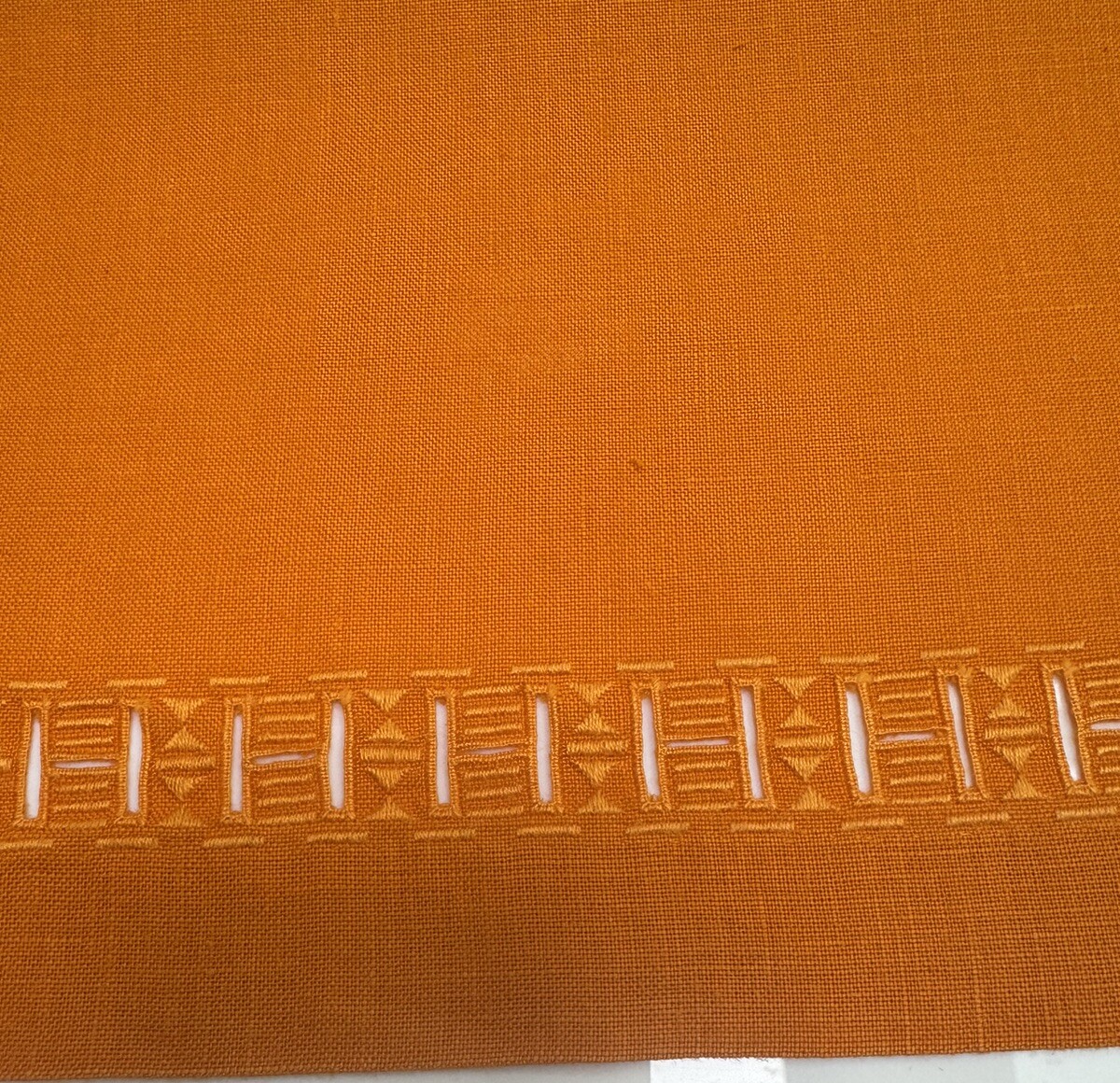 HERMES Orange 100% linen “H” Border Placemats | eBay