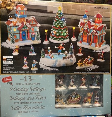 Disney Costco 13 Piece Holiday Village Christmas Set - Plays 8