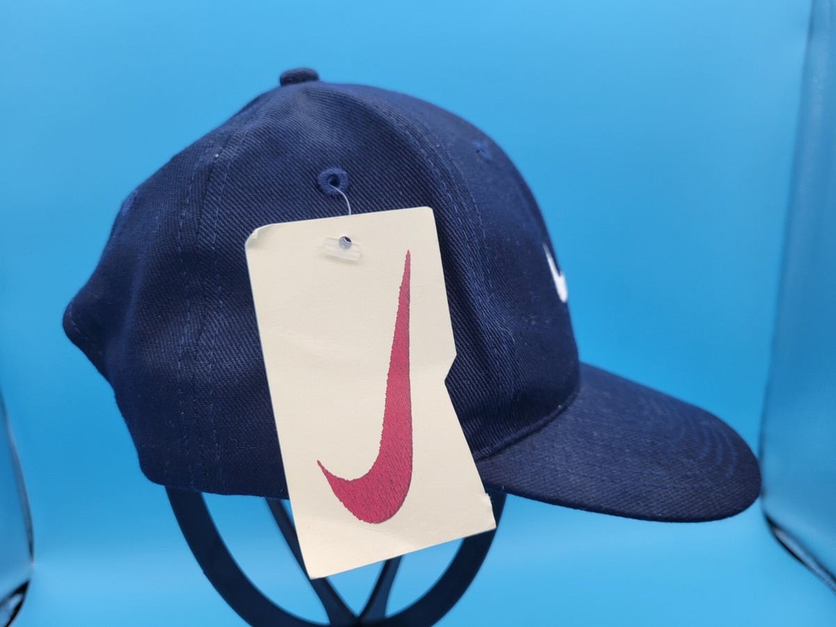 Vintage Nike Snapback Cap Hat Blue White Nike Logo 90's Made in