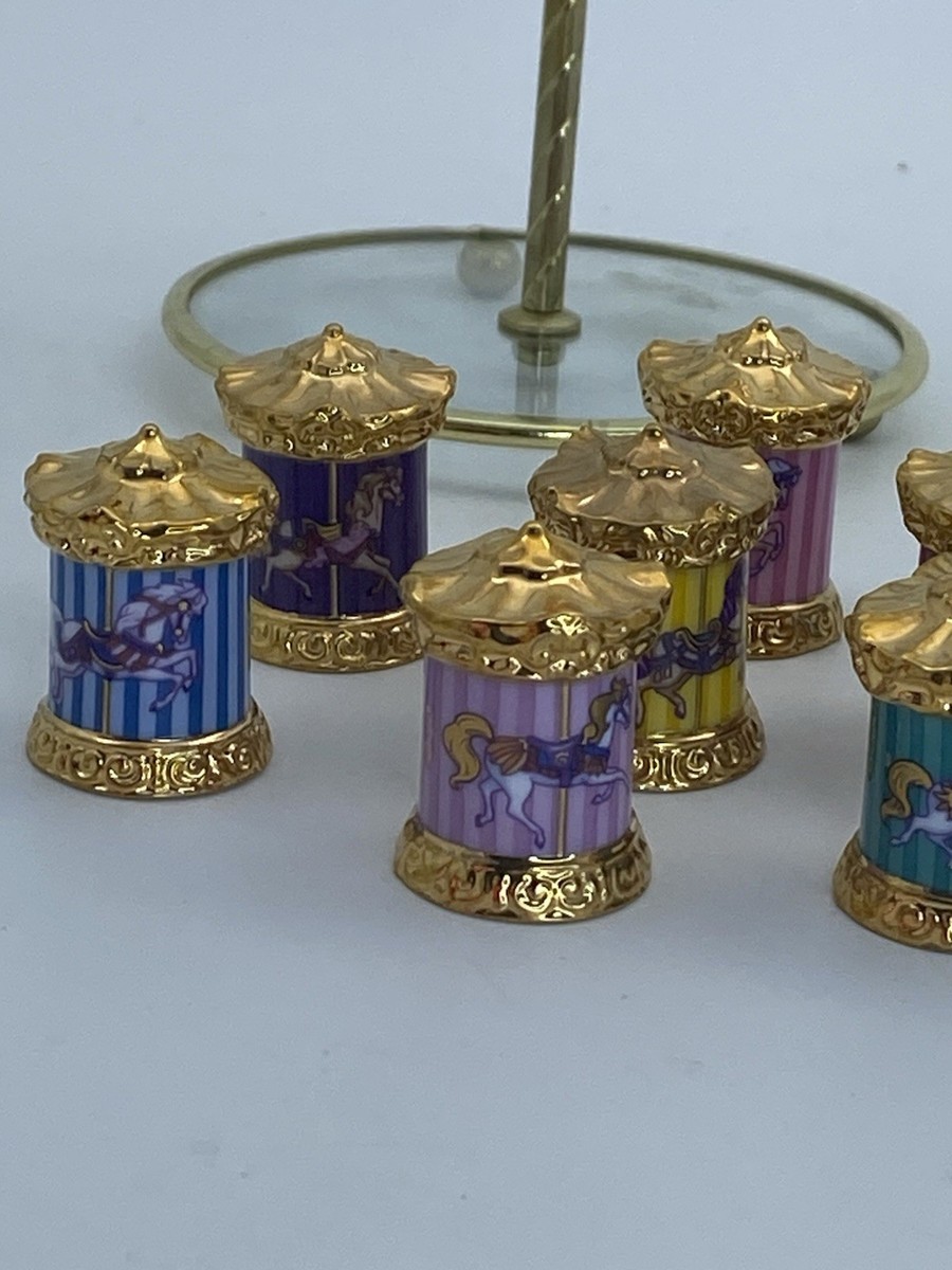 Franklin Mint Carousel Magic Horse Thimble Complete Set Porcelain