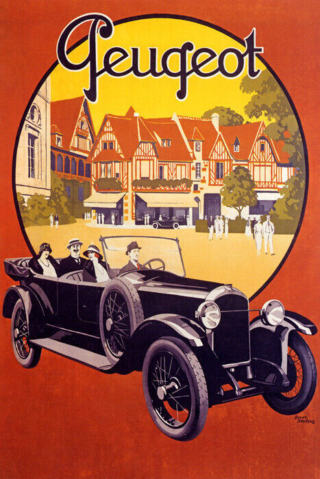 FRENCH OLD PEUGEOT LUXURY CAR AUTOMOBILE ADVERTISING FRANCE