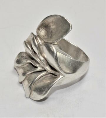 Stamped 925 CFJ Thailand Sterling Silver ORCHAD Shape Ring Sz 6