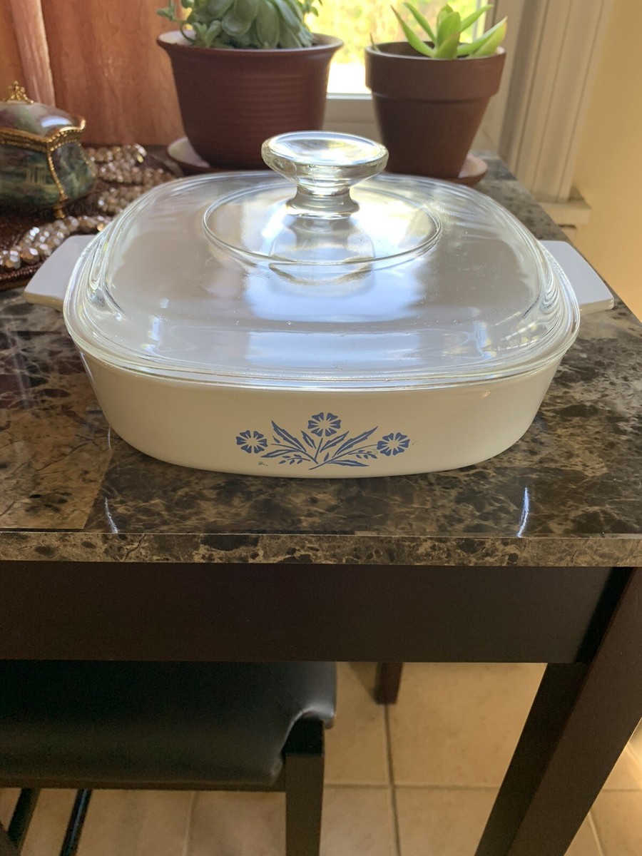 corning ware A-8-B vintage blue cornflower 8x8x1 3/4 casserole