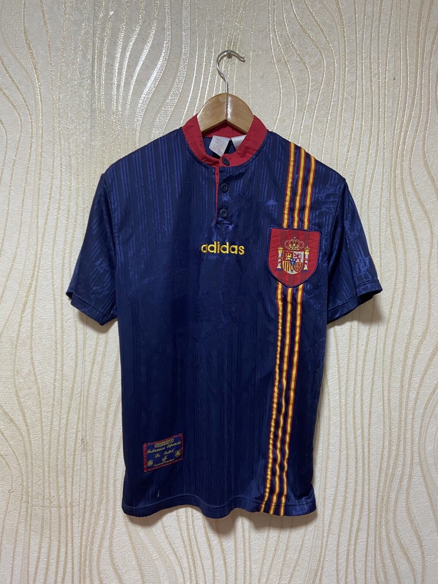 SPAIN 1996 1997 1998 AWAY FOOTBALL SHIRT SOCCER JERSEY ADIDAS sz S