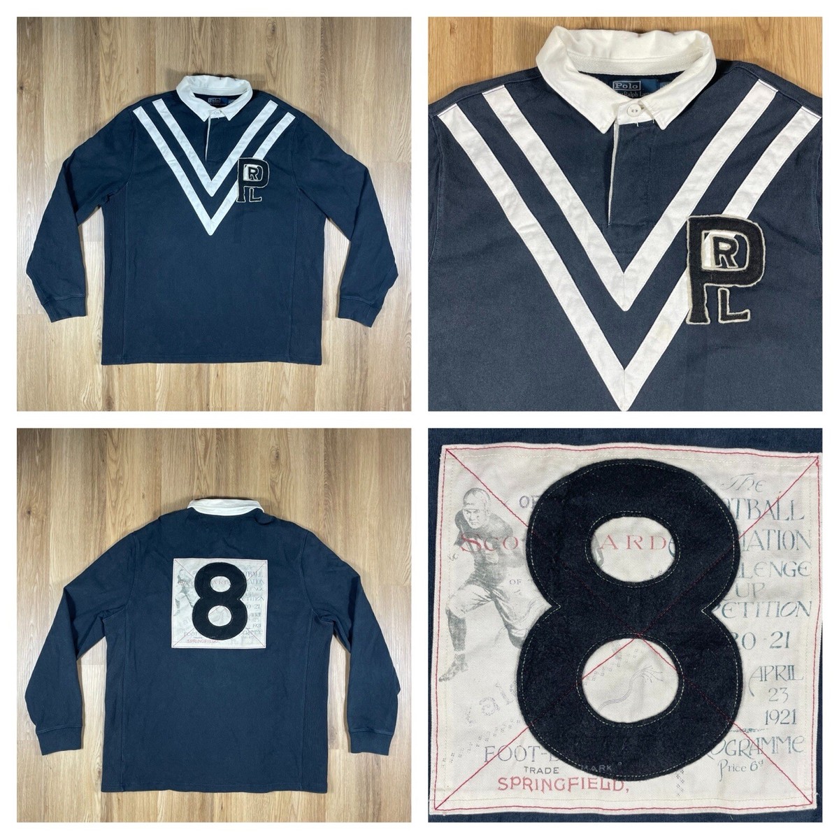VTG Polo Ralph Lauren Rugby Football Long Sleeve Polo Shirt 1921