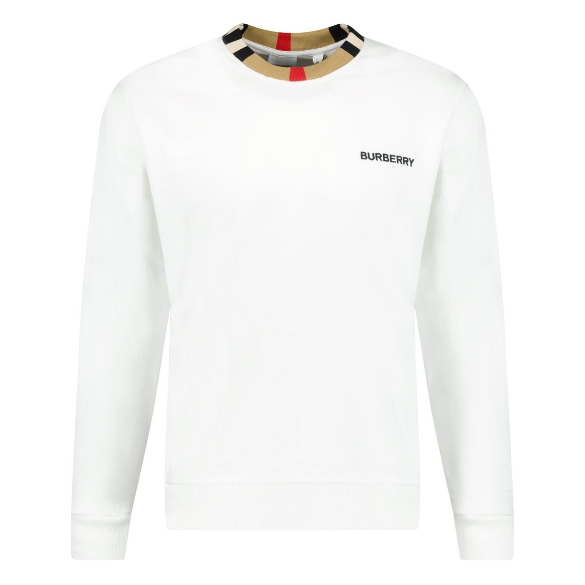 $510 NWT BURBERRY JARRAD WHITE COTTON ICON STRIPE COLLAR BLACK