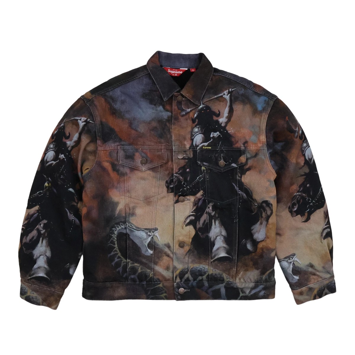 Supreme Frank Frazetta Faux Shearling Lined Trucker Jacket Multi