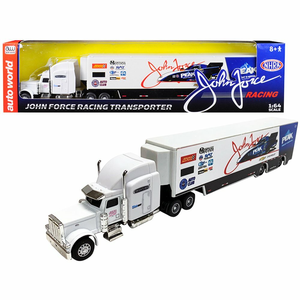 Auto World John Force Racing PEAK Transporter Trailer Truck 1:64
