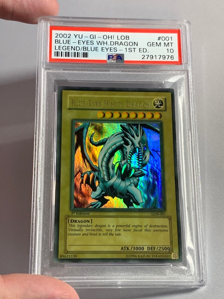 YUGIOH PSA 10 GEM MINT BLUE-EYES WHITE DRAGON LOB-001 ULTRA 1ST