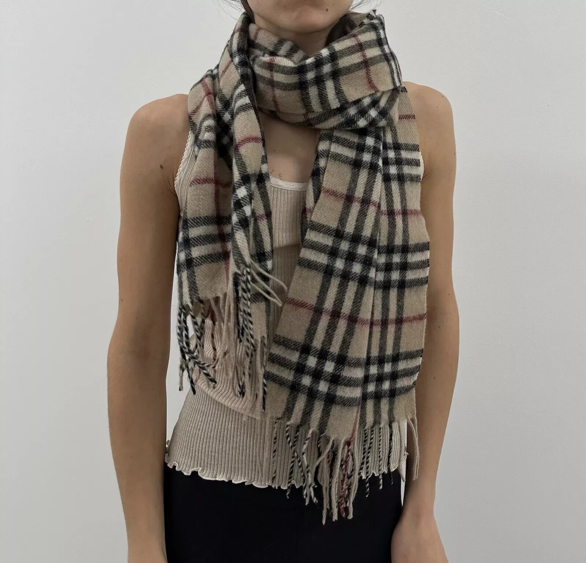 BURBERRY VINTAGE 100 % CASHMERE SCARF NOVA CHECK 163x33 cm | eBay