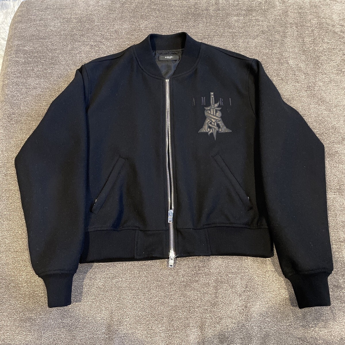 AMIRI Logo Dagger Bomber Jacket - Black, Size XL | eBay