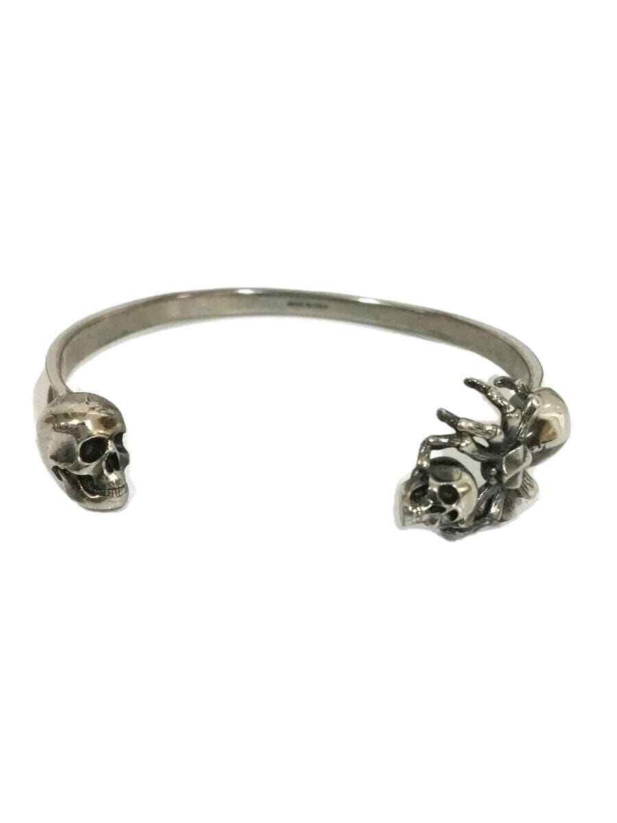Alexander McQueen Bangle Silver Plated Twin Skull Spider Used w