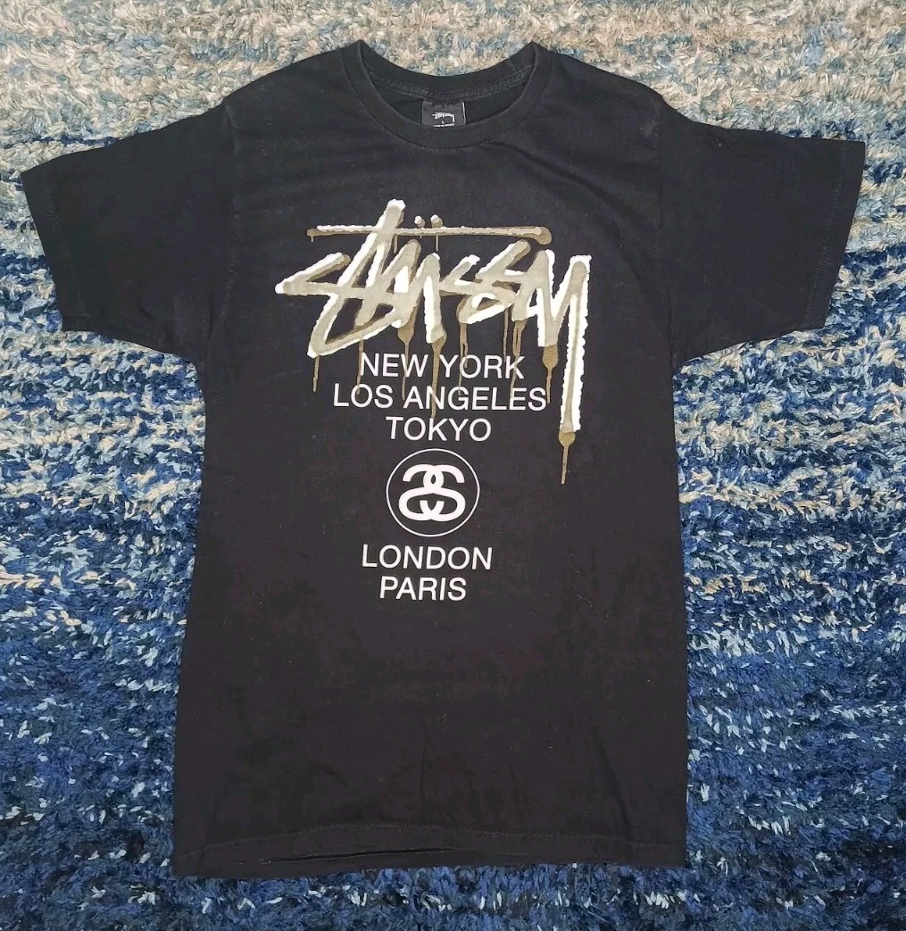 Stussy World Tour New York Los Angeles Tokyo Paris T-Shirt Adult