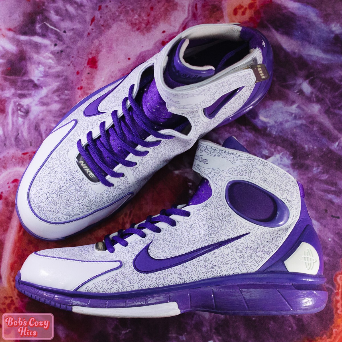 Size 11 Nike Air Zoom Huarache 2K4 Purple Kobe White Men's Shoes