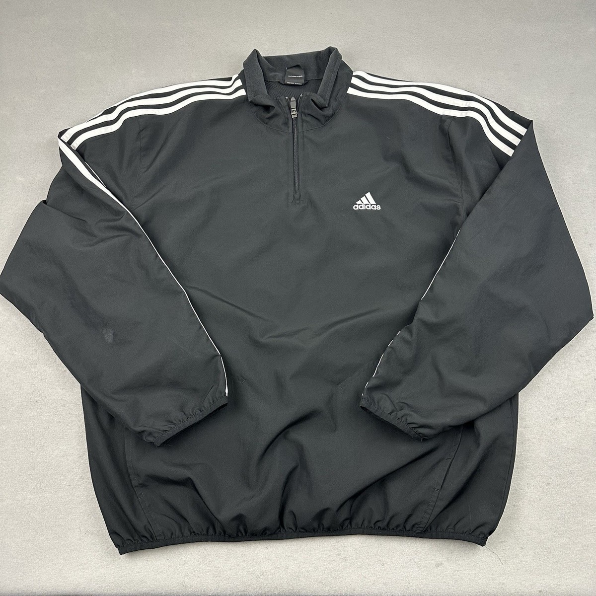 Adidas Jacket Mens Large Black Quarter Zip Pullover Lightweight