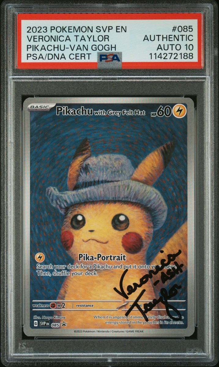 PSA 10 Pikachu Grey Felt Hat #085 Veronica Taylor Autograph 2023