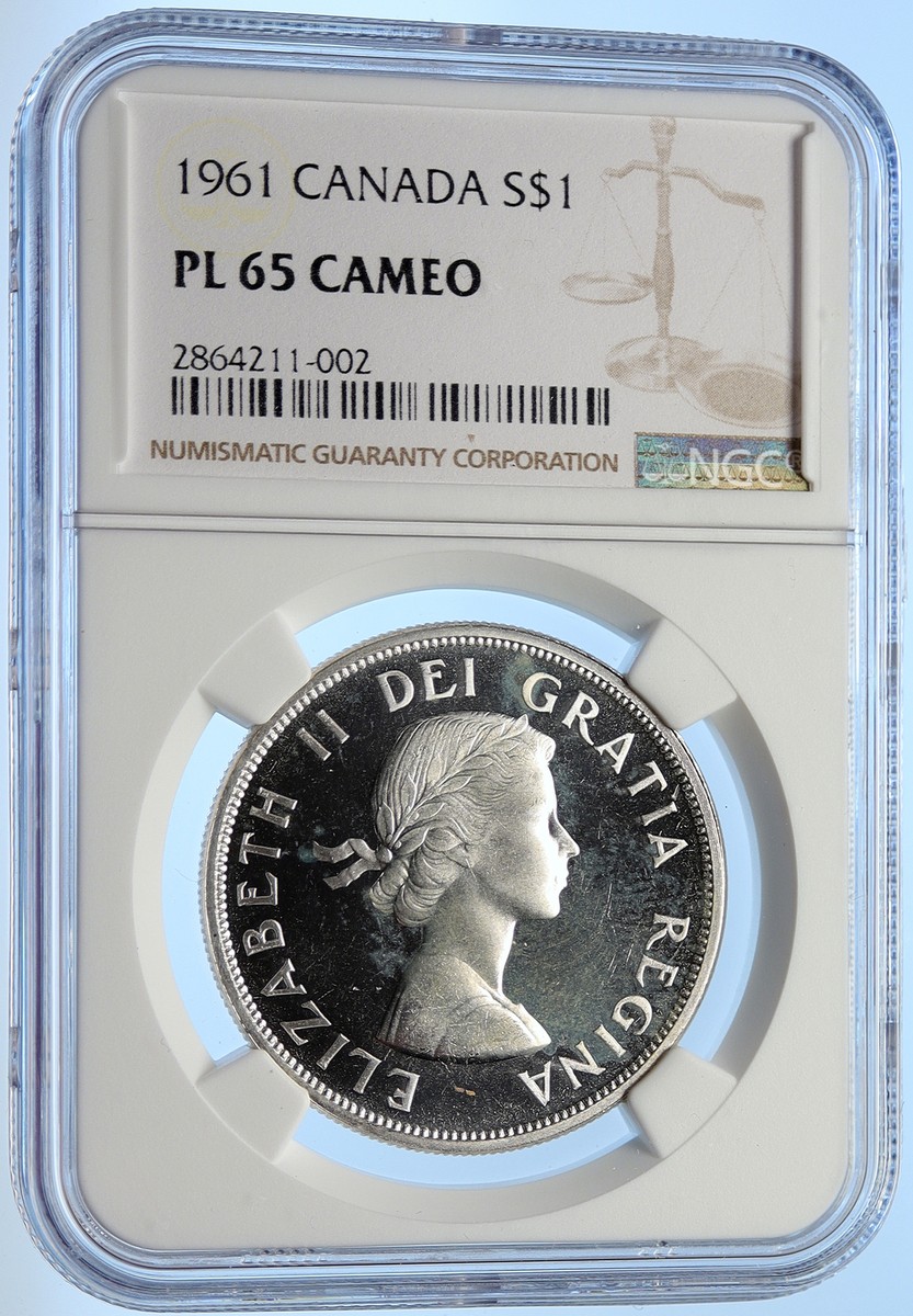 1961 CANADA Queen Elizabeth II VINTAGE Voyagers Silver Dollar Coin