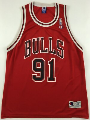 Chicago Bulls #91 Dennis Rodman basketball red shirt jersey NBA