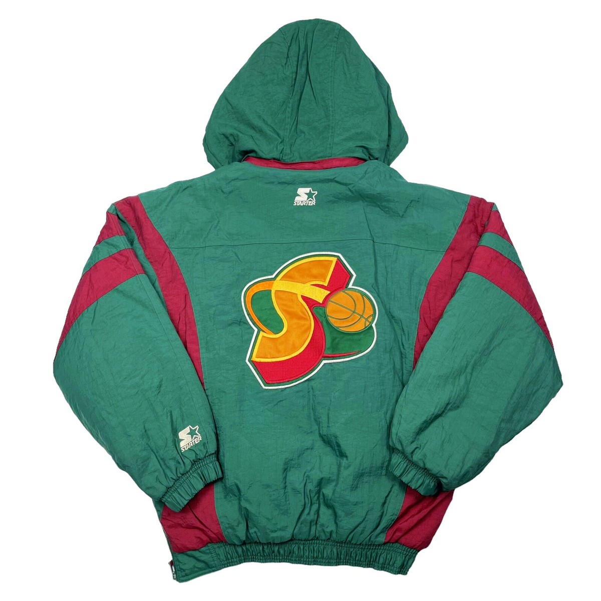 Vtg Rare NBA Seattle SuperSonics Starter Puffer Pull Over Jacket