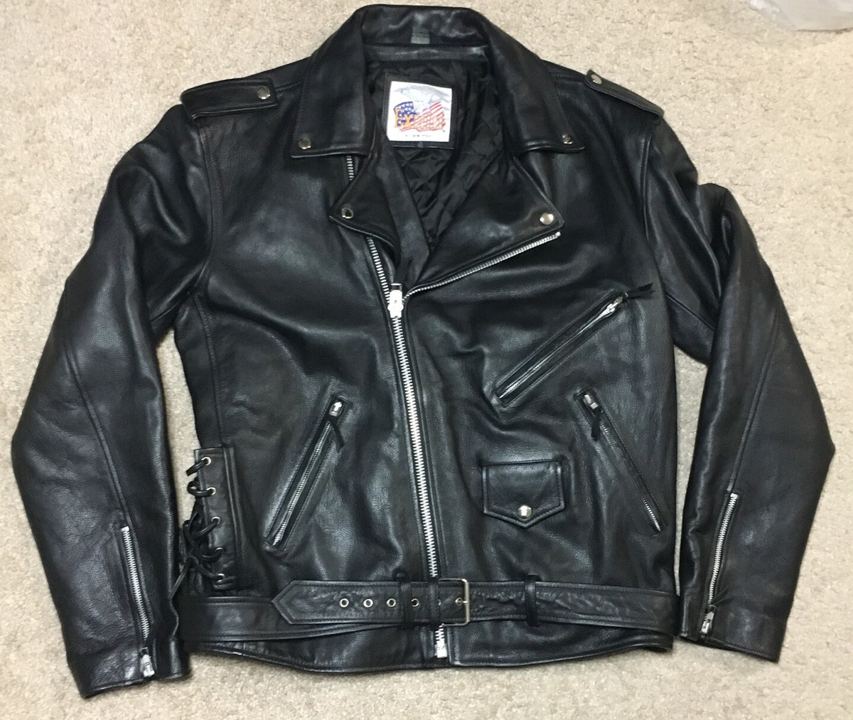 Vintage Excelled NY Leather Jacket Mens 44 Tall Rare Size Quilted