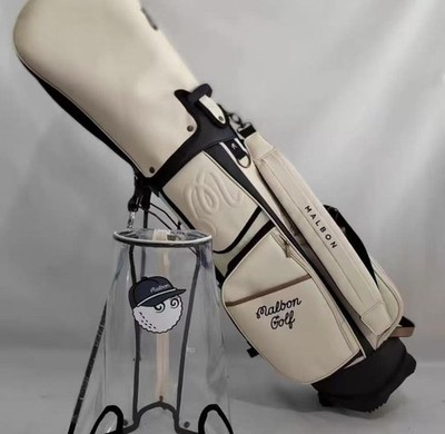 MALBON GOLF Caddy Bag Stand Type White Synthetic Leather / 5-way