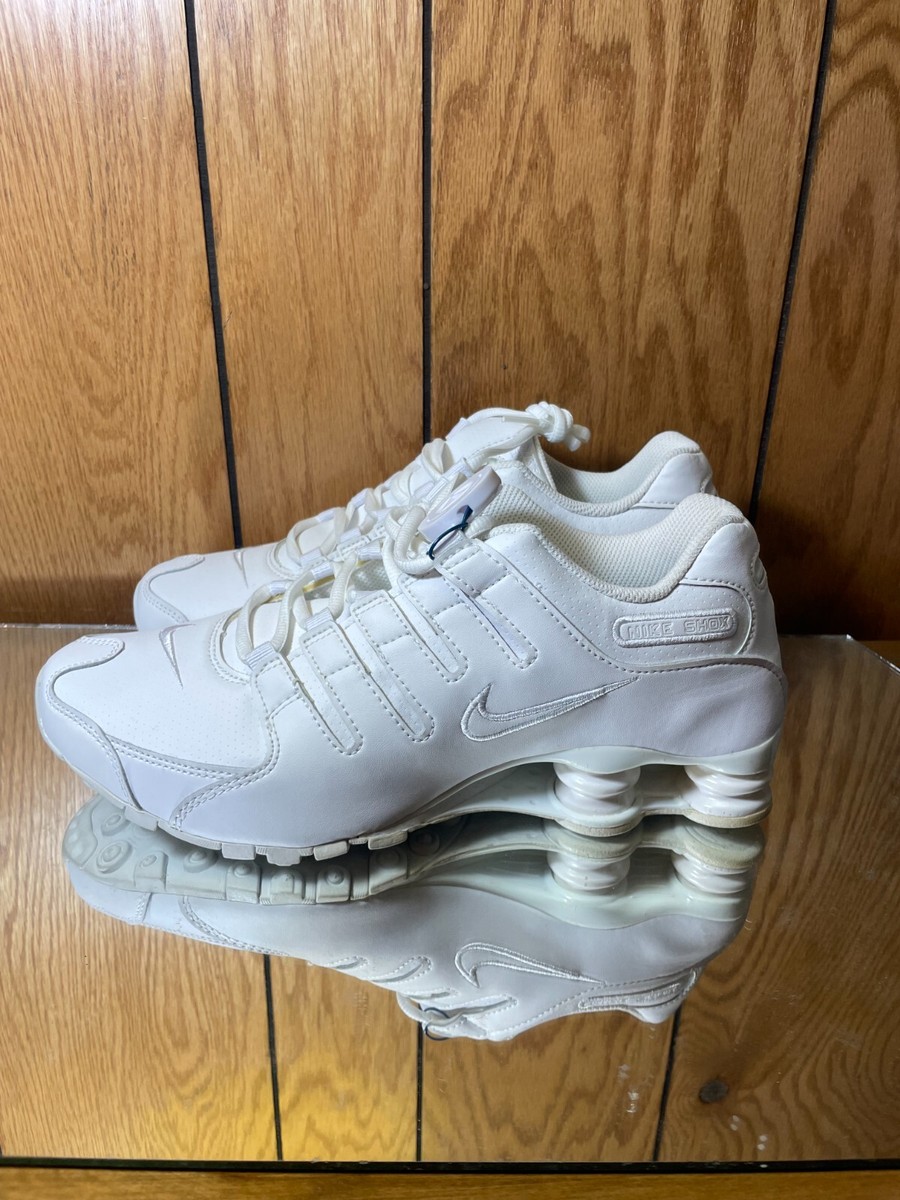 Nike Shox NZ Shoes Mens Size 8 Triple White Leather Athletic