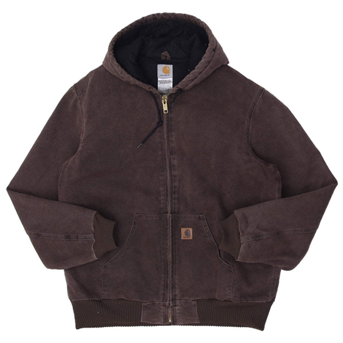 Mens Carhartt J130 CHT Quilted Lined Hooded Work Jacket Size M | eBay