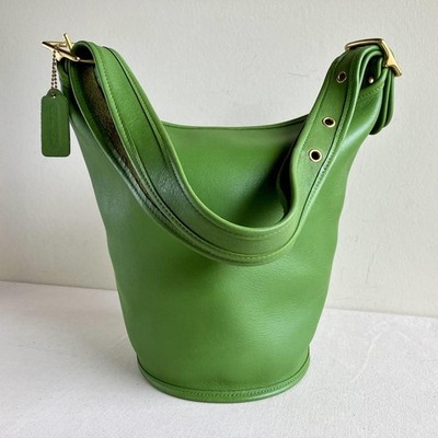 Old Coach HELEN'S LEGACY Duffle Sac M Bucket Bag Leather Leaf