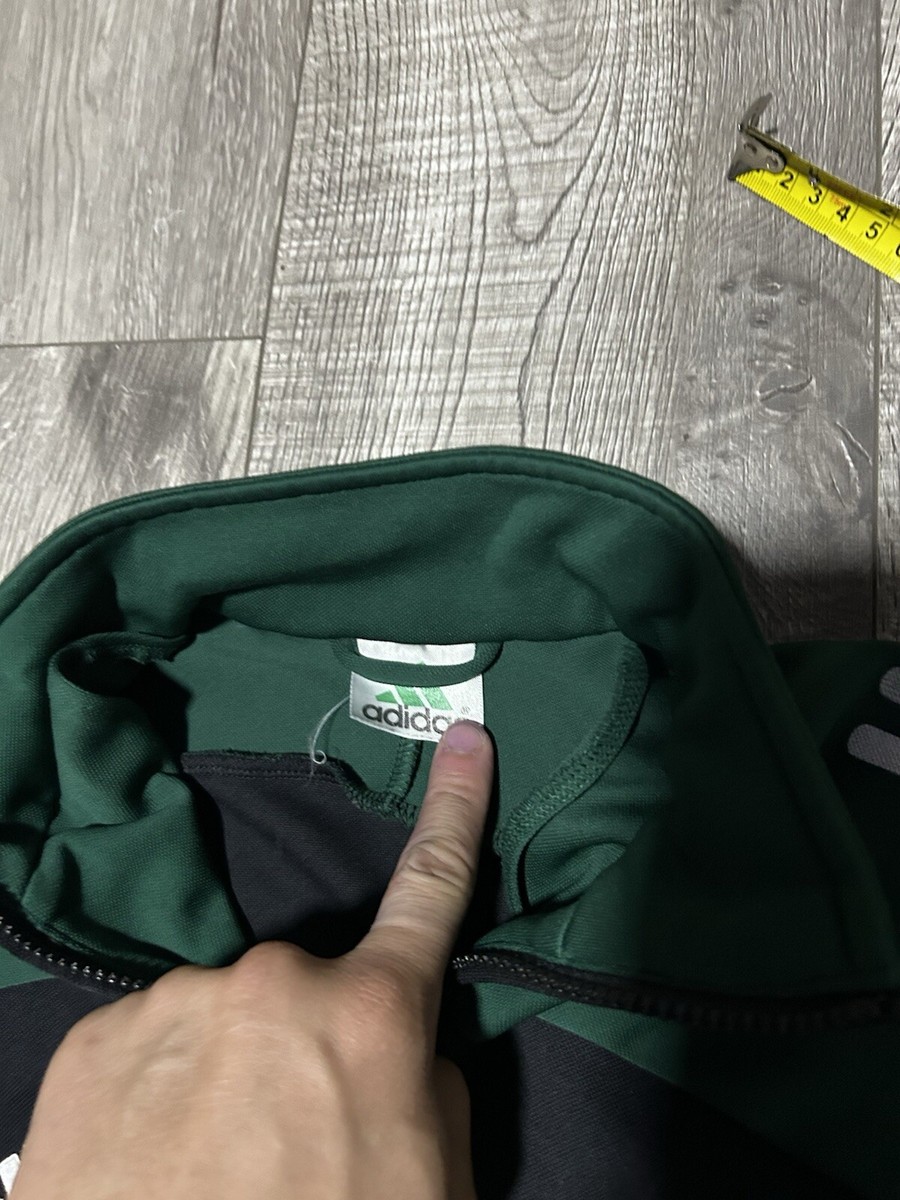 VTG 90s 80s Adidas ATP Embroidered Green Black Full Zip Track