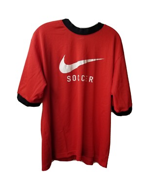 Vintage 90s Nike Mesh Soccer Jersey Shirt Size Youth XL Red Black