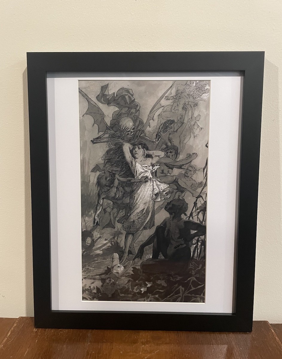 Alphonse Mucha Dance of Death Framed Print 12x15 Skeleton