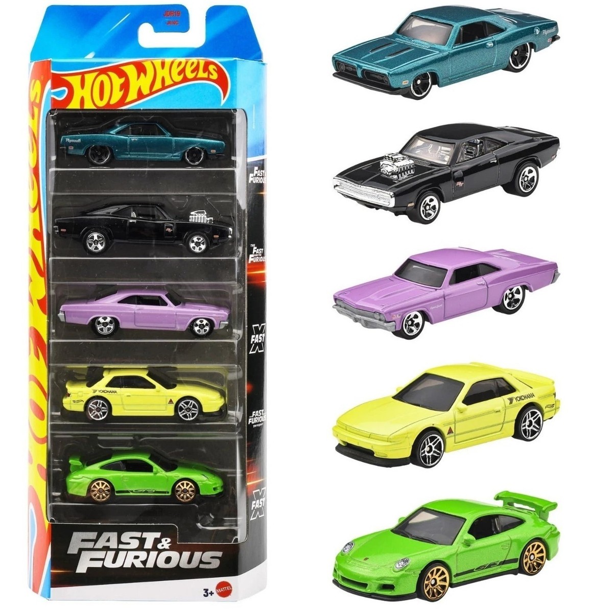 Hot Wheels 1:64 Basic 5 Pack Cars Set Fast & Furious Diecast Cars