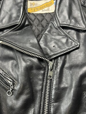 Vtg 80s 90s Schott Perfecto 116W Motorcycle Jacket Three 3 Star