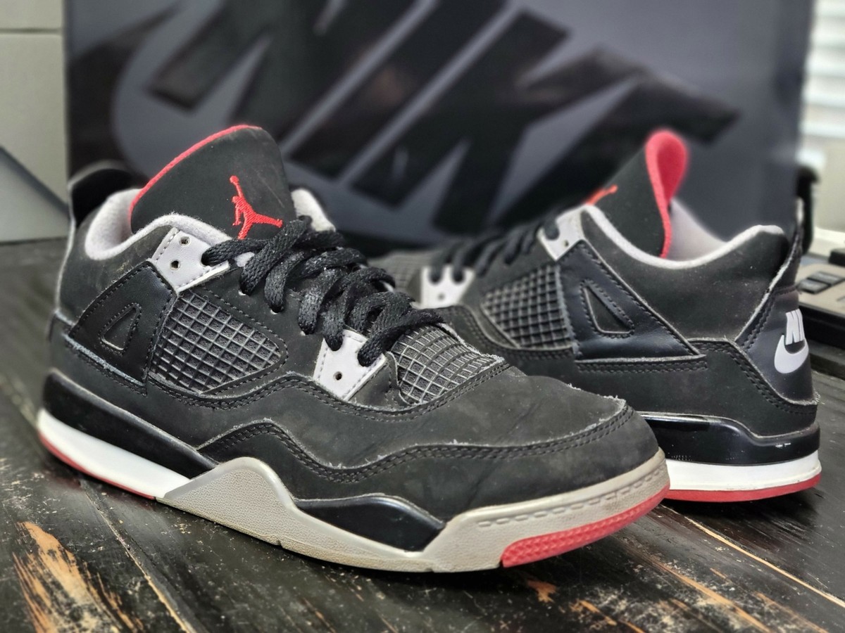 2018 Jordan Retro 4 Bred Black/Red Shoes BQ7669-080 Kid 3y | eBay