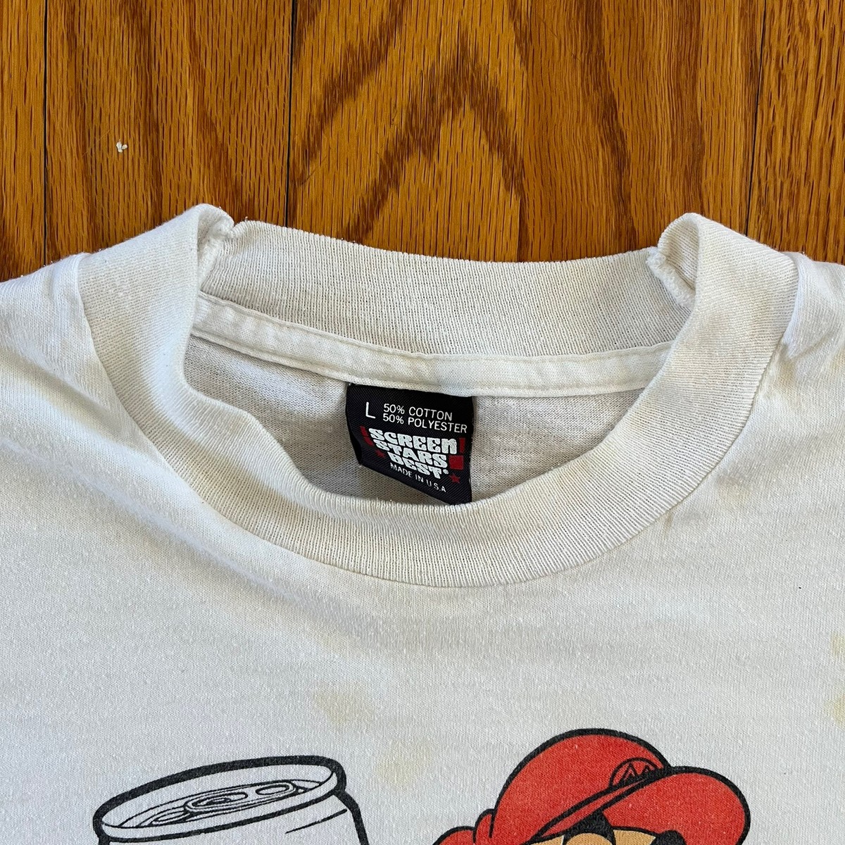 Vintage White 80's Nintendo Super Mario Pepsi T-Shirt Size L