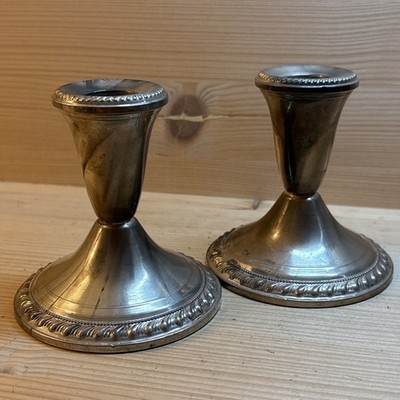 Sterling Silver Candlestick Pair Duchin Creation Weighted Candle