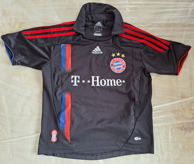 Bayern Munchen 2007 2008 Away Jersey Adidas Black Shirt Size Boys