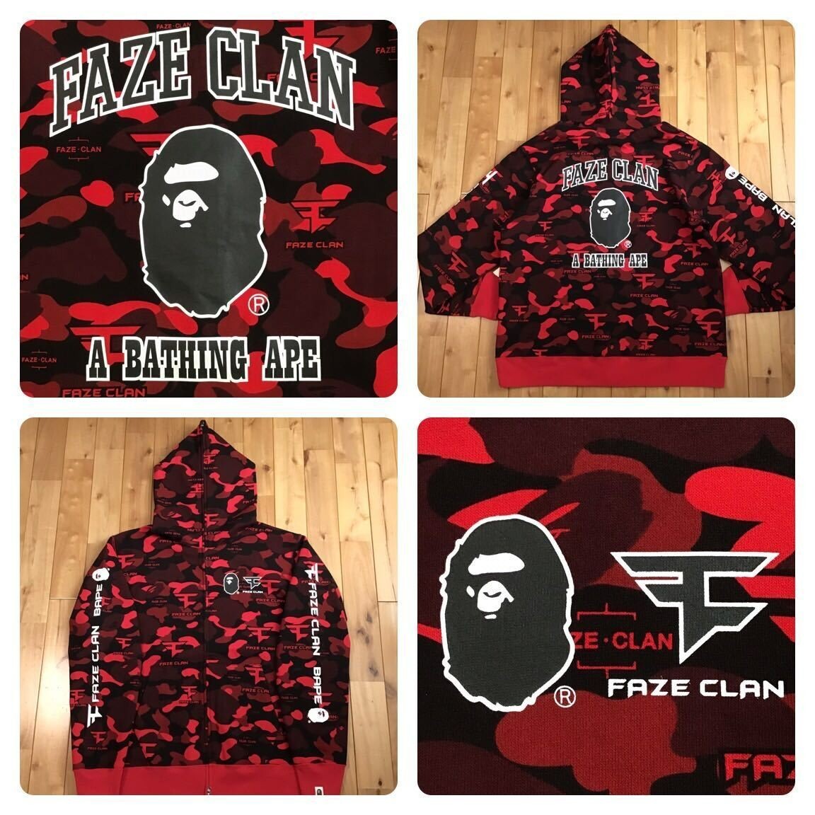 2XL BAPE × FAZE CLAN full zip hoodie Red A Bathing Ape Size XXL | eBay