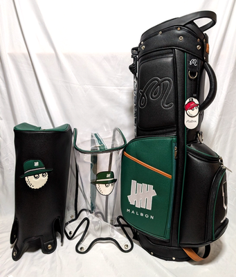 1DAY SHIP!]Malbon Golf Caddy Bag Green Black Includes 2 hood