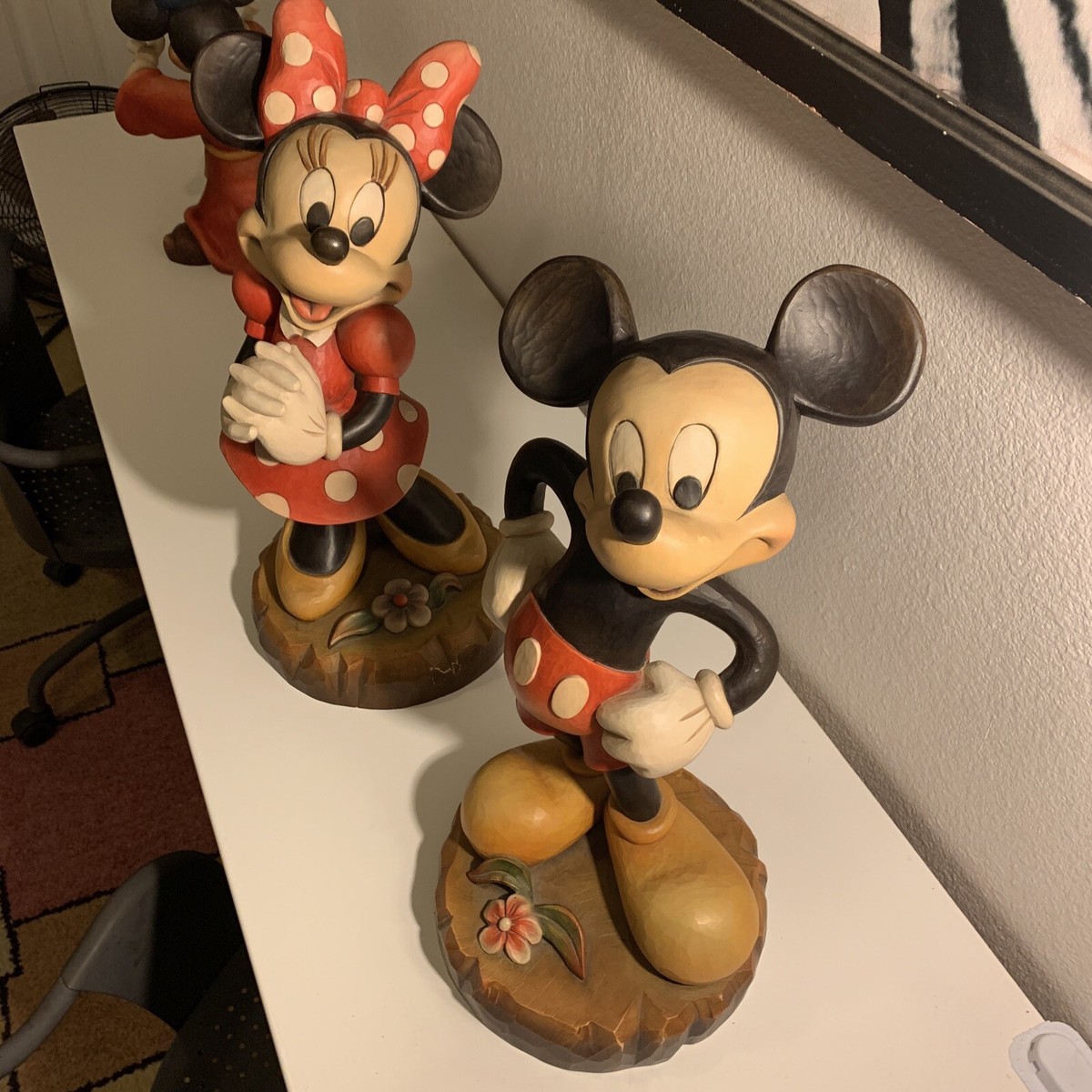 Disney Anri Wood Carved Statue Mickey And Minnie Mouse 20”Tall M