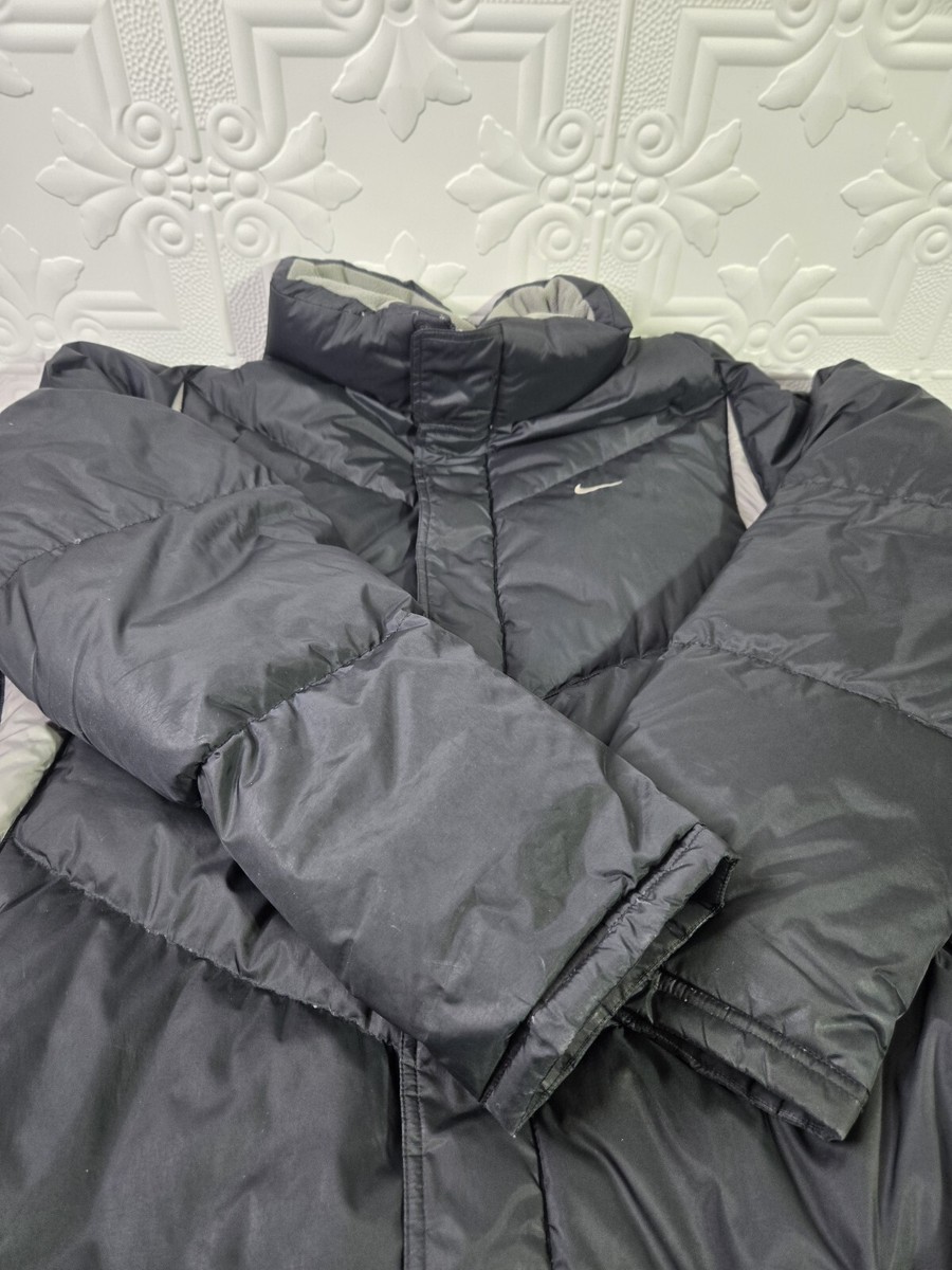 Vintage Nike Down Puffer Jacket, Y2K, Early 00s Grey Tag, Black