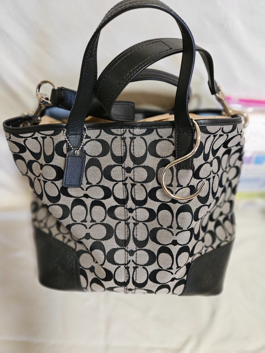 New COACH F28981 Hadley Signature Duffle Silver Black White - NWT