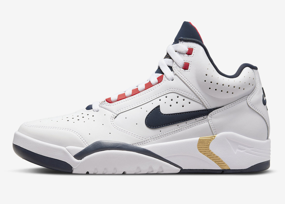 Nike Air Flight Lite Mid Olympic USA White Navy Blue Gold DJ2518
